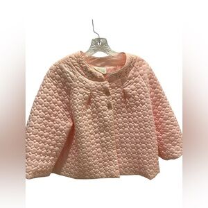 Vintage 60s Barbizon Light Pink Quilted Bed Jacket Embroidered Flower Collar Lg